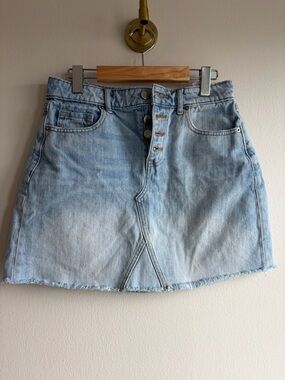 Old Navy Light Blue Denim Mini Skirt - Button Front